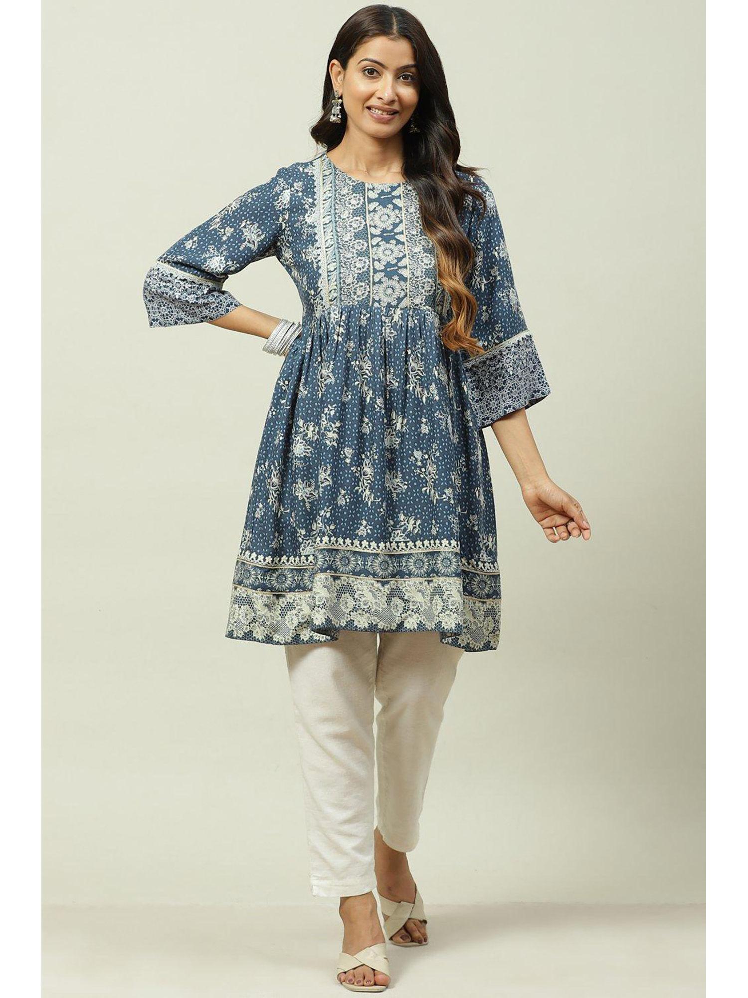 navy flared kurti