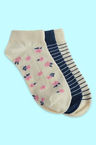 navy floral printed cotton nylon spandex socks