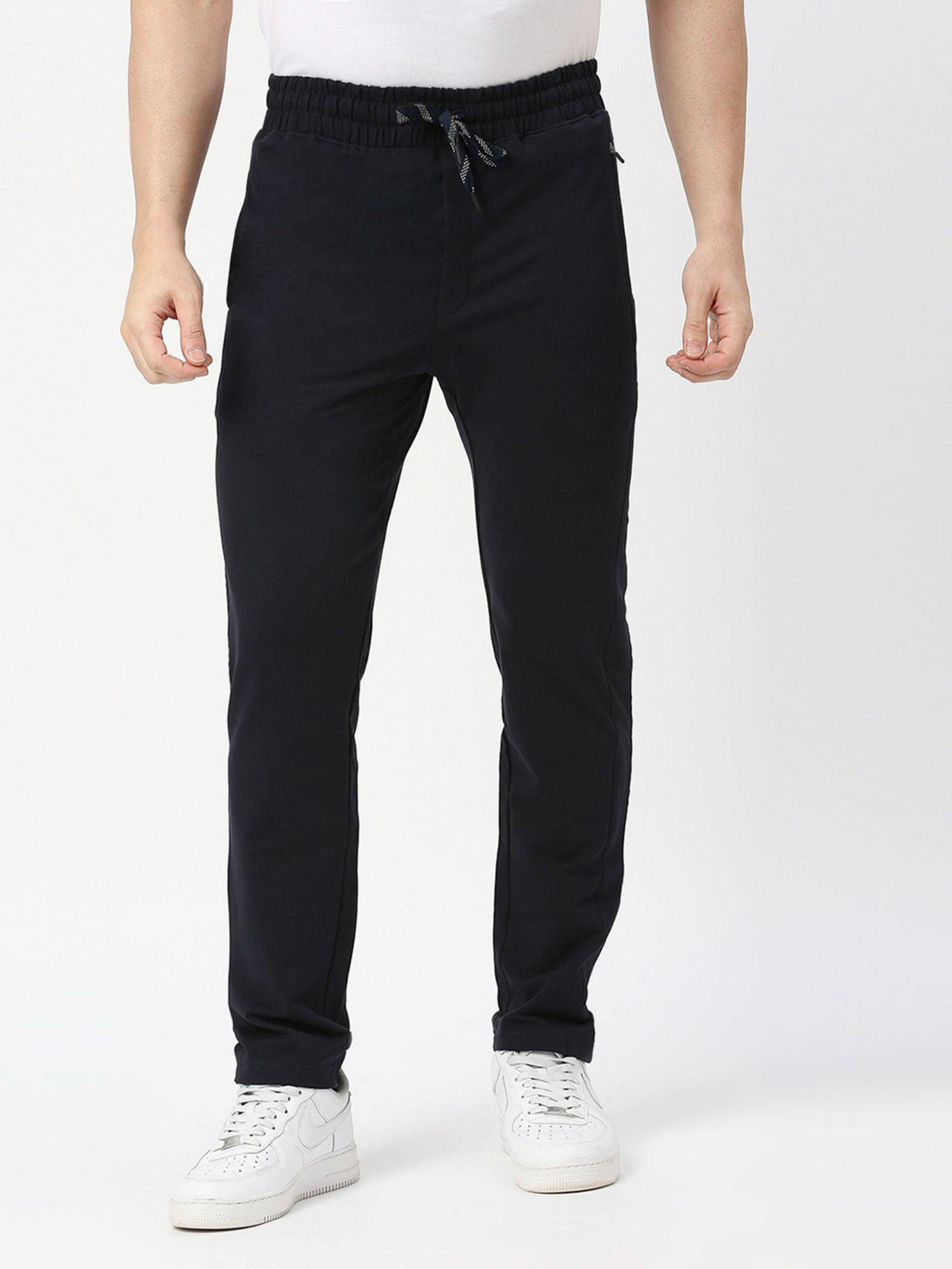 navy french terry lycra track pants