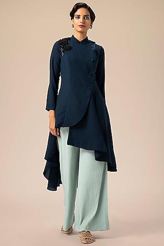 navy high-low tunic