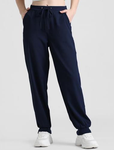 navy high rise textured joggers