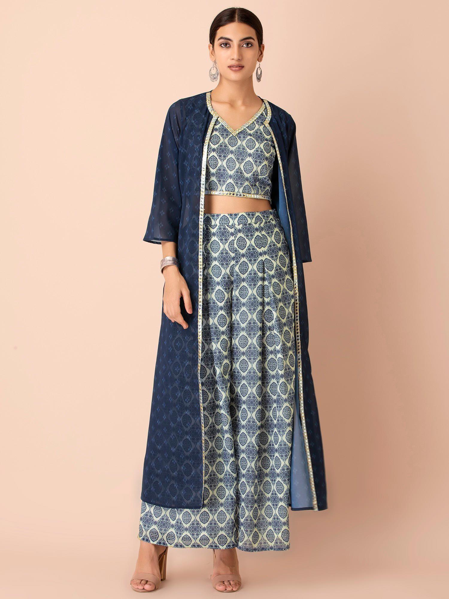 navy ikat maxi jacket