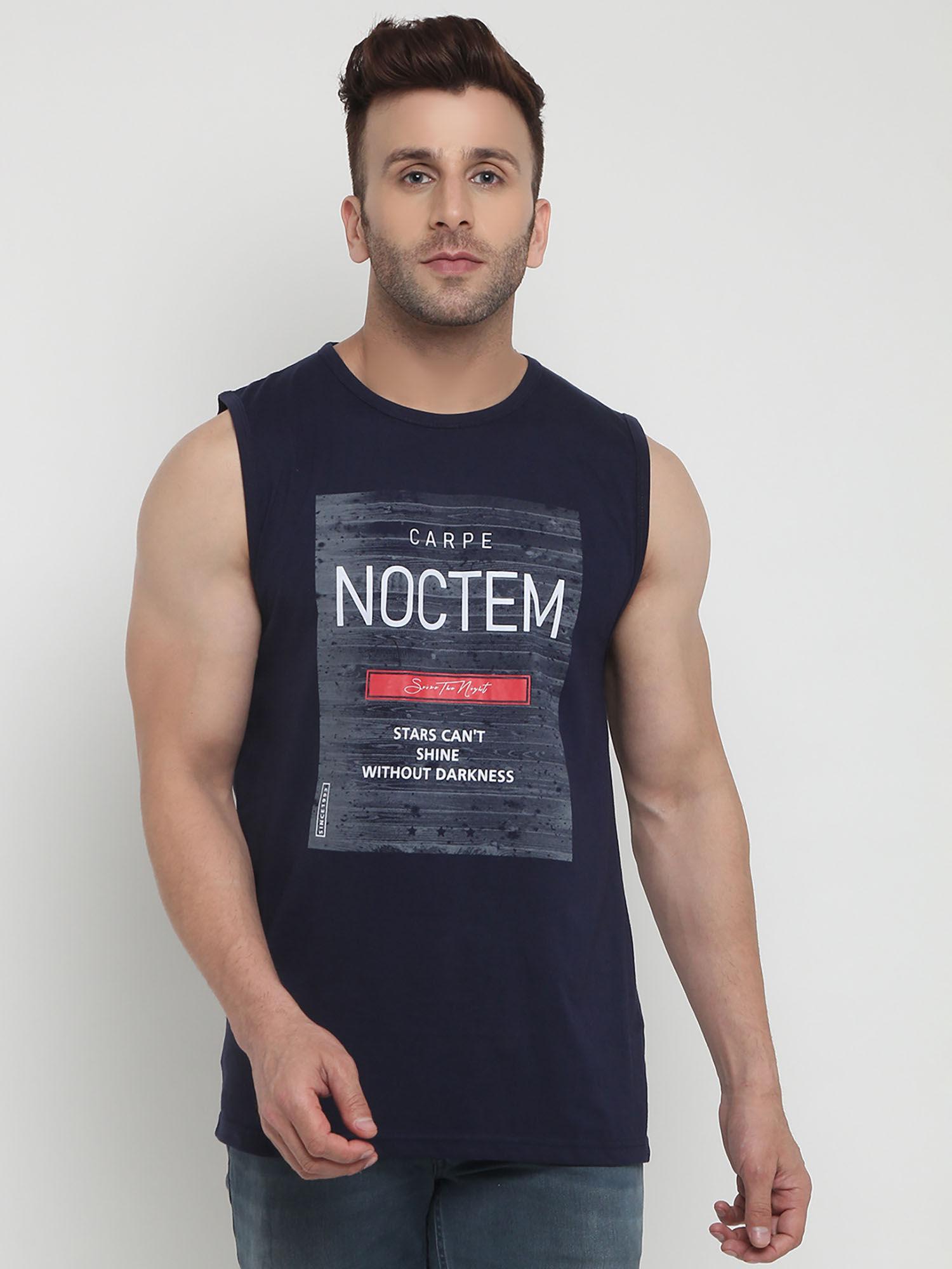 navy men gym tank tops navy blue