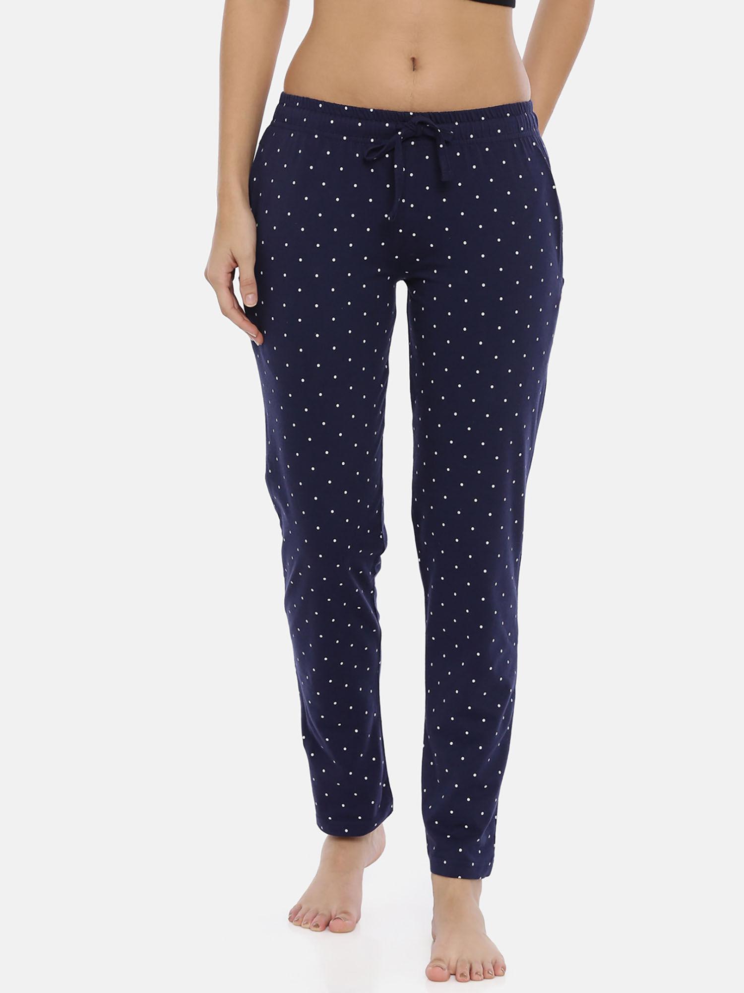 navy polka dot printed lounge pant