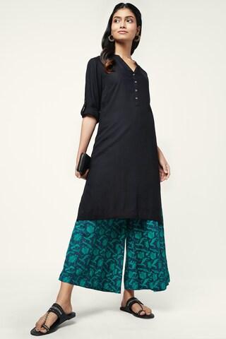 navy printed full length casual women regular fit palazzo