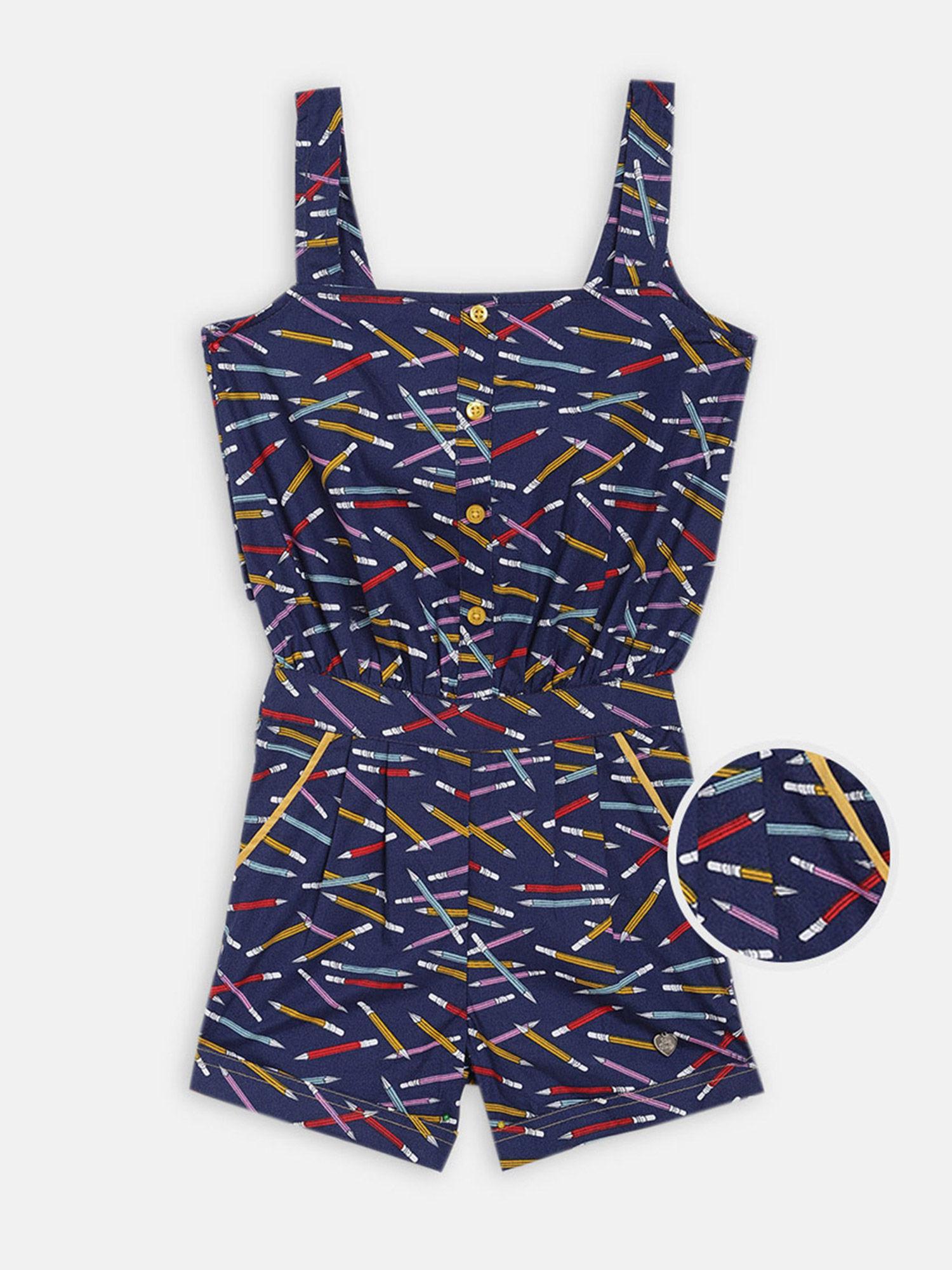 navy printed jumpsuits