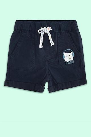 navy printed knee length casual baby regular fit shorts