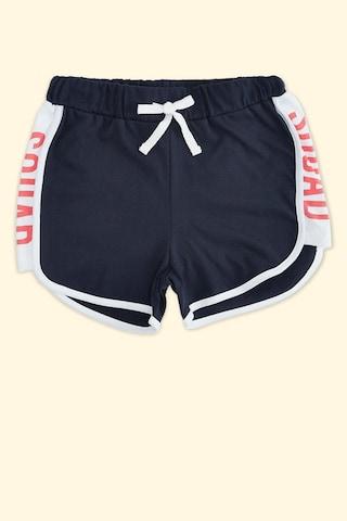 navy printed knee length casual girls regular fit shorts