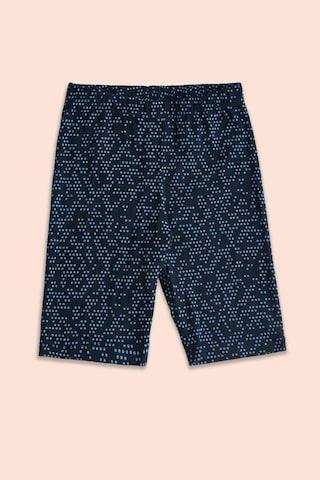 navy printed knee length casual girls regular fit shorts