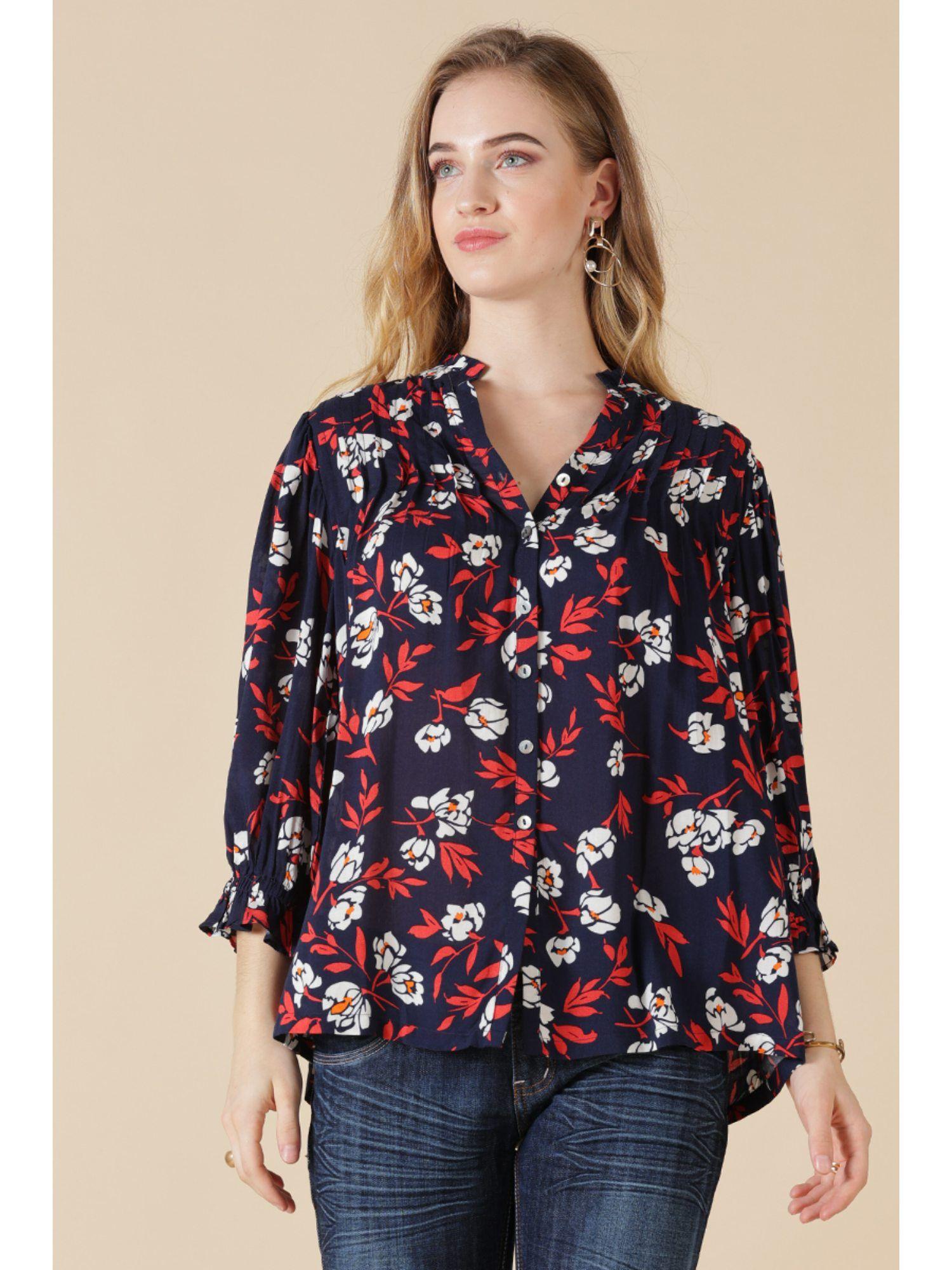 navy rayon top