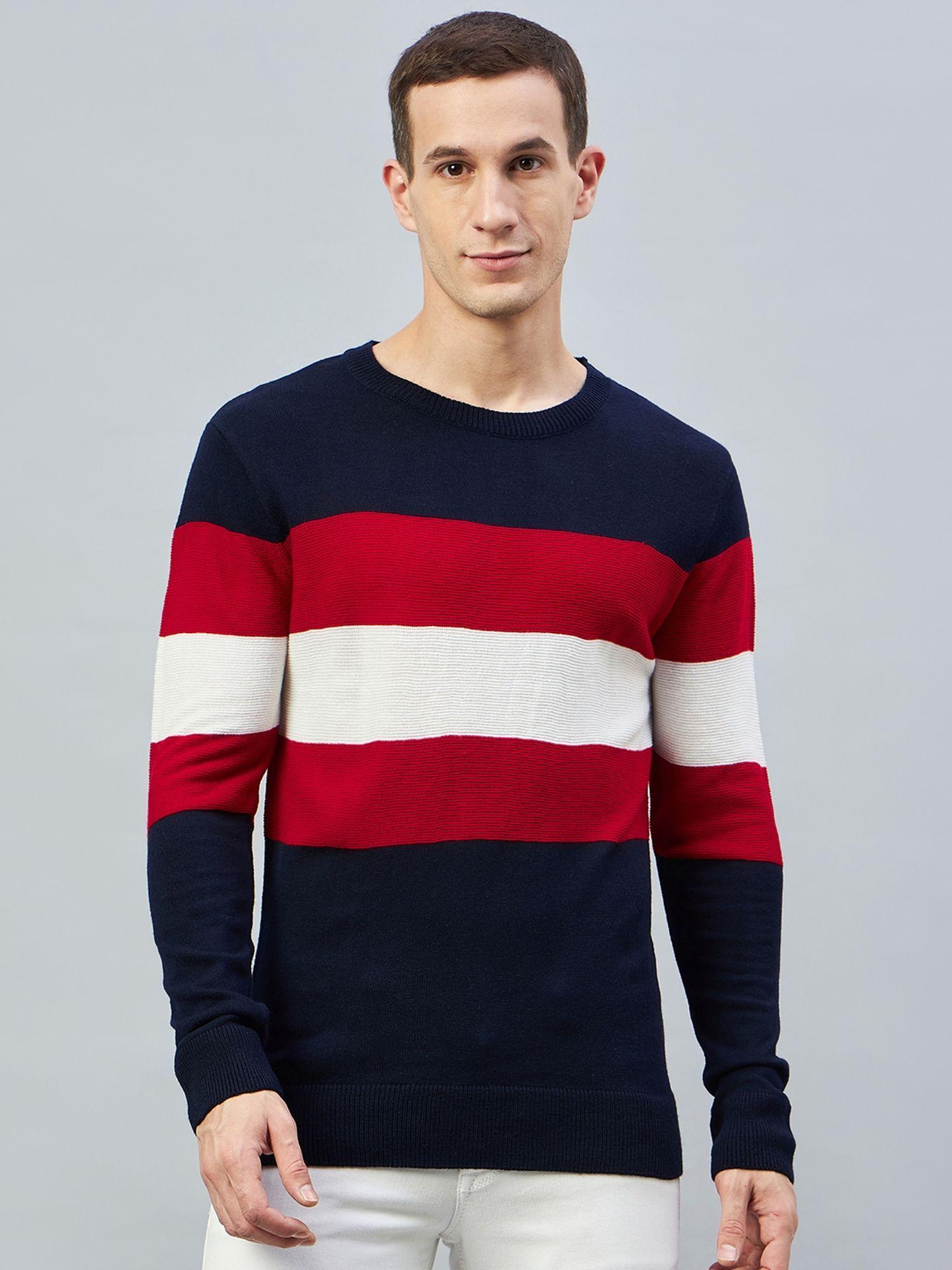 navy round neck sweater