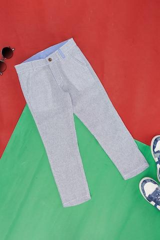 navy self design full length  casual boys regular fit  trousers