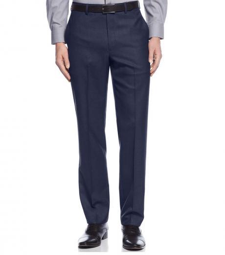 navy slim-fit dress pants