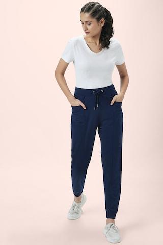 navy solid ankle-length casual women regular fit joggers