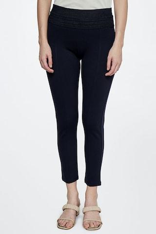navy solid ankle-length casual women slim fit jeans