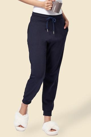 navy solid ankle-length mid rise sleepwear women regular fit pyjama
