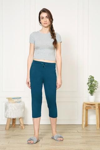 navy solid calf-length casual women relaxed fit capris