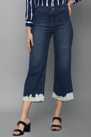 navy solid calf-length casual women relaxed fit jeans