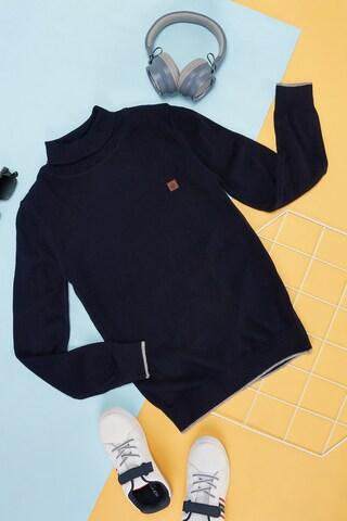 navy solid casual full sleeves turtle neck boys regular fit sweater