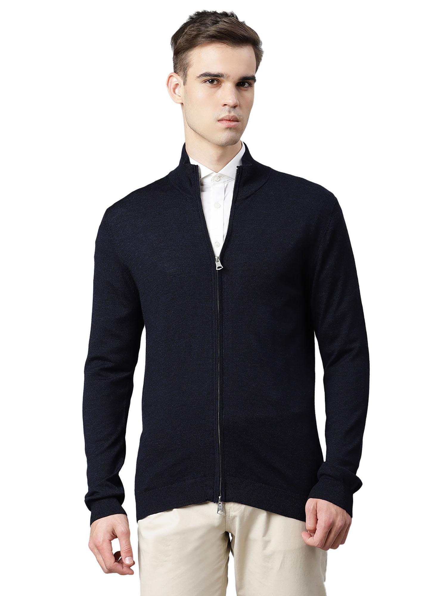 navy solid collar sweater