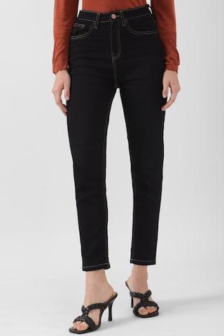navy solid cotton women skinny fit jeans