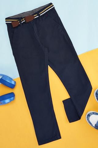 navy solid full length  casual boys regular fit  chinos