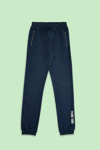 navy solid full length casual girls regular fit track pants