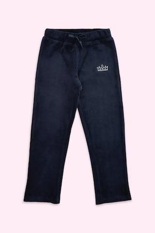 navy solid full length casual girls regular fit track pants