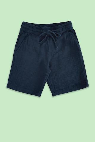 navy solid knee length casual boys regular fit shorts