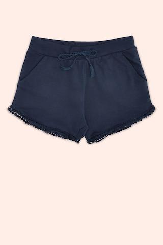 navy solid knee length casual girls regular fit shorts