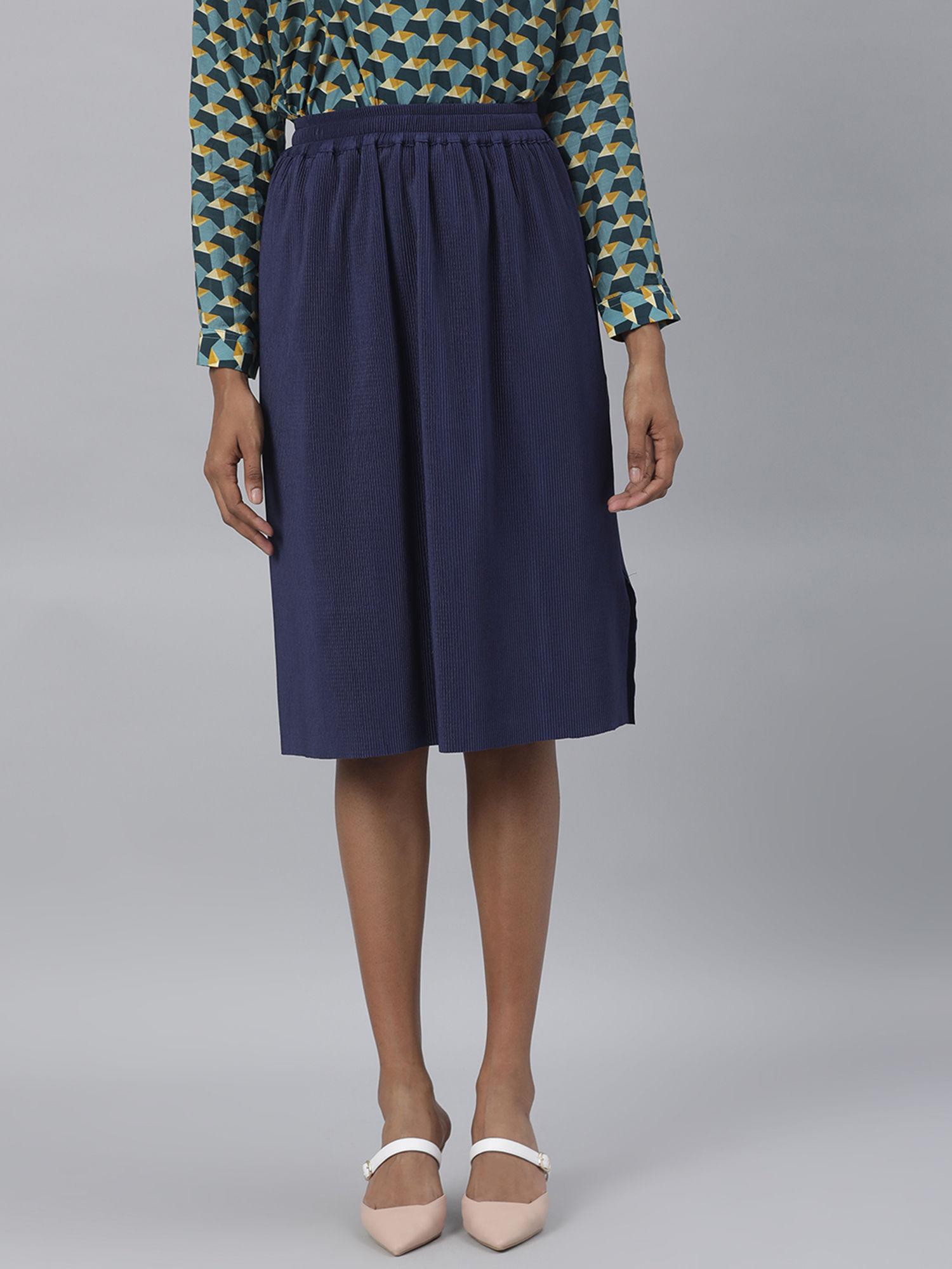 navy solid plain skirt