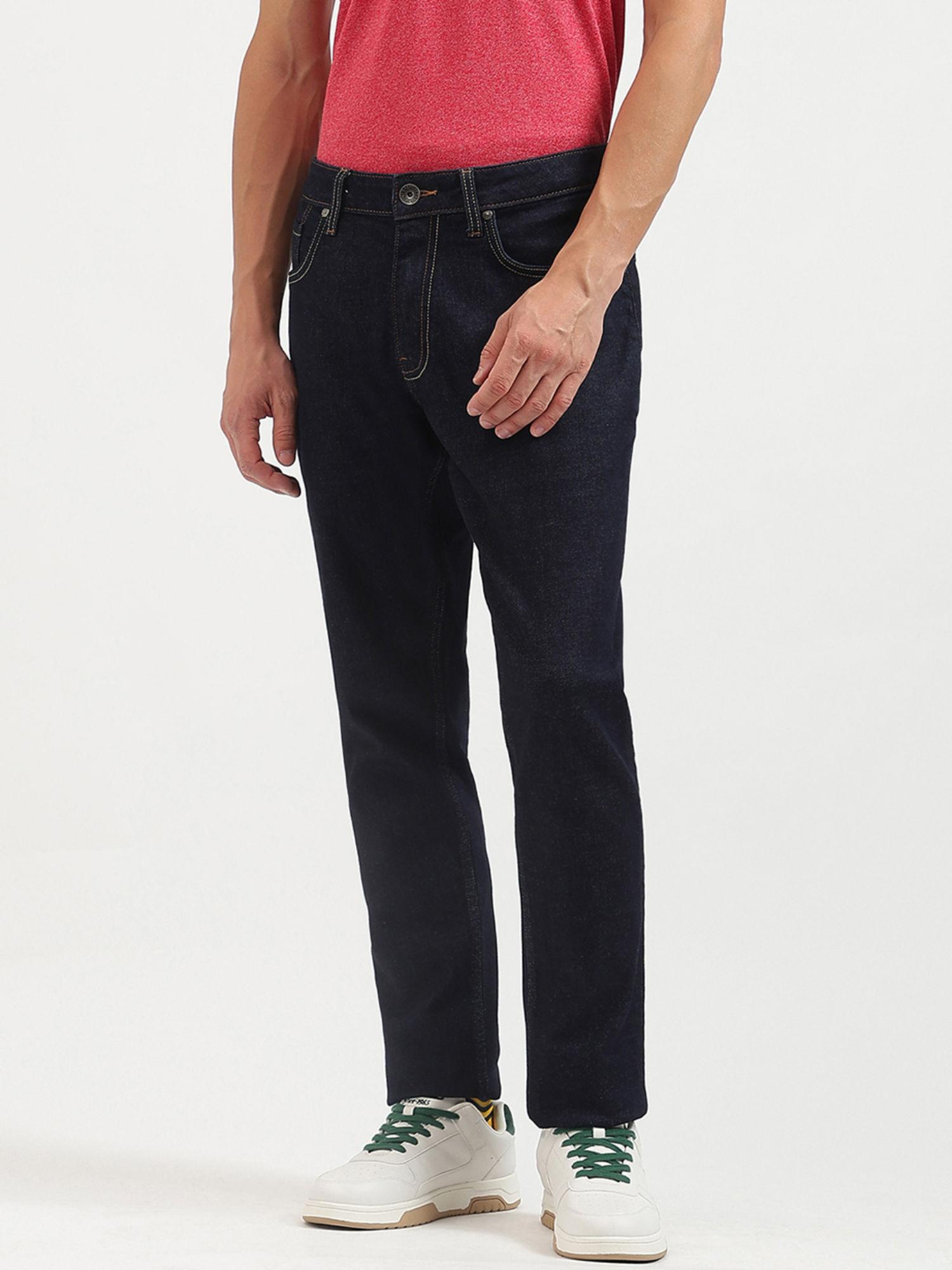 navy solid regular fit jeans