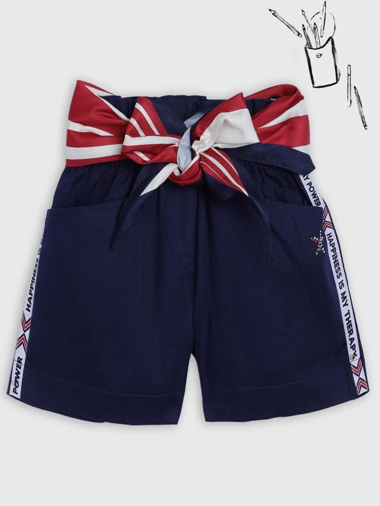 navy solid regular fit shorts