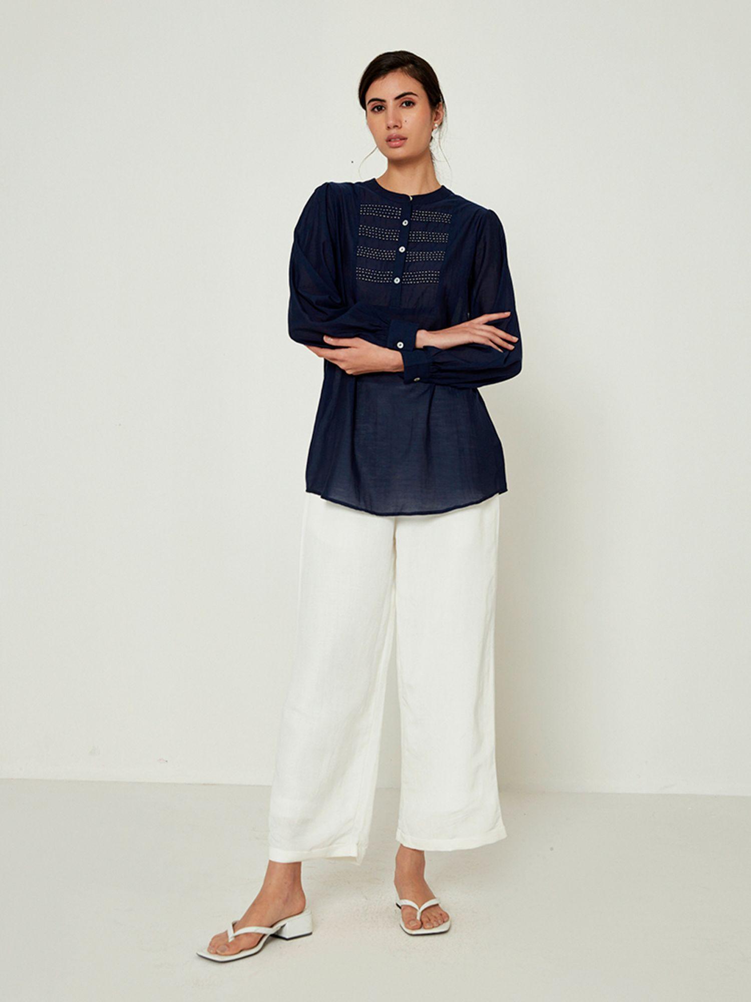 navy solid straight tunic