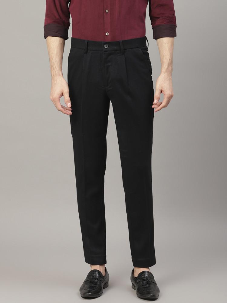 navy solid wide cropped fit trouser