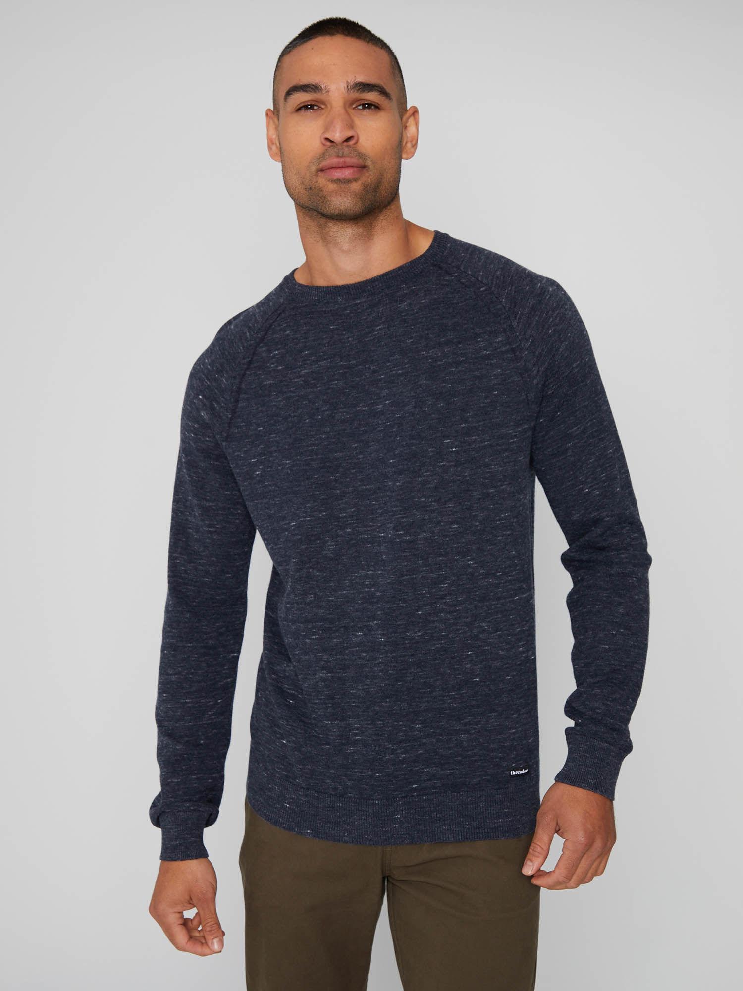 navy space dye raglan crew neck jumper