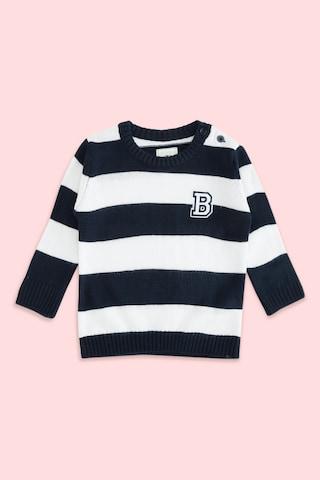 navy stripe casual full sleeves round neck baby regular fit sweater