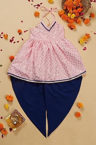 navy taffeta dhoti set for girls