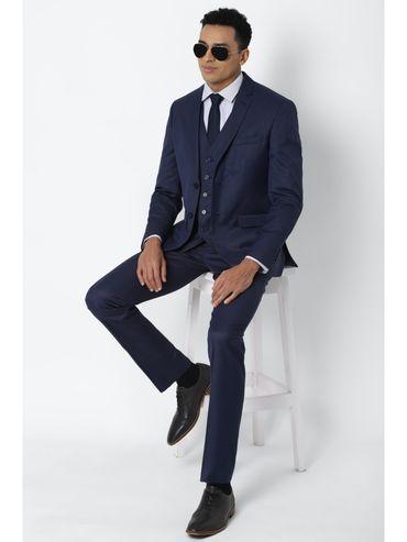 navy three piece suit