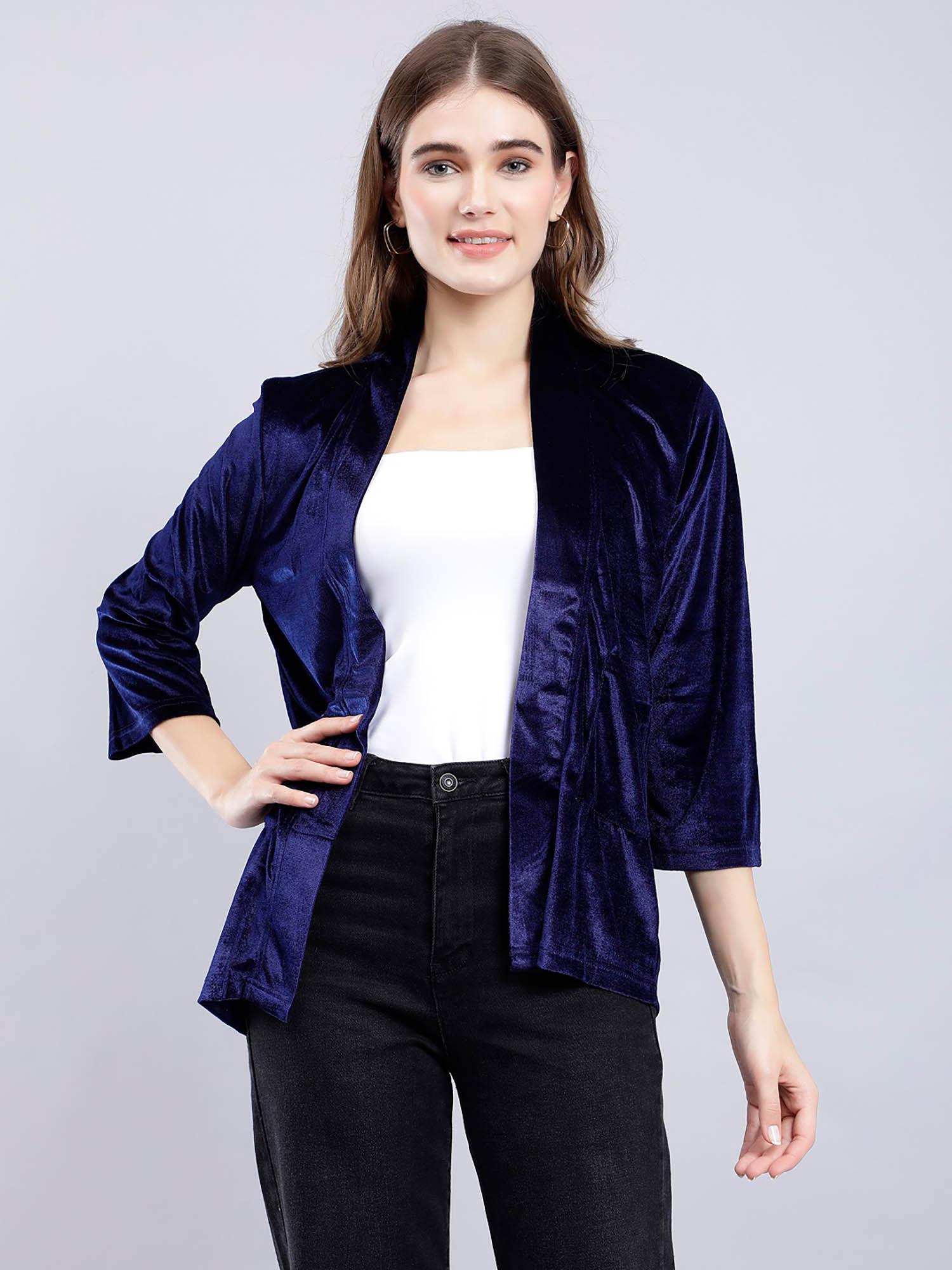 navy velvet winter shrug