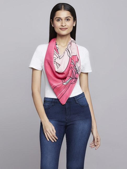 navyasa by liva pink printed scarf