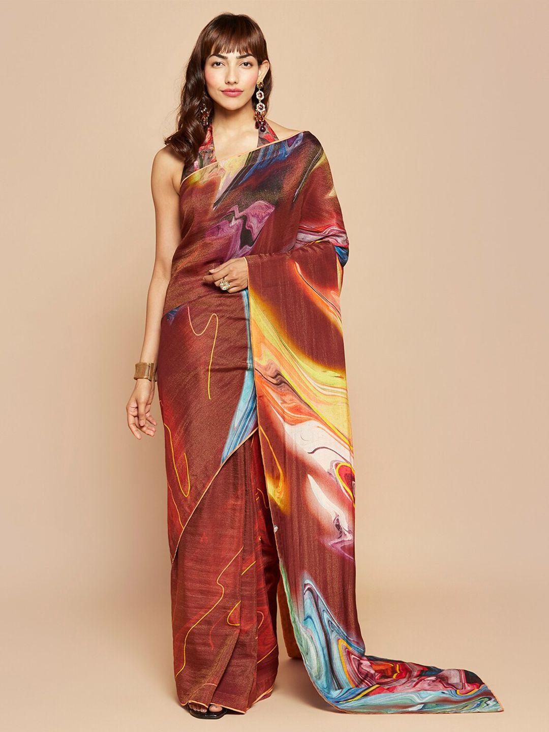 navyasa by liva abstract printed liva saree