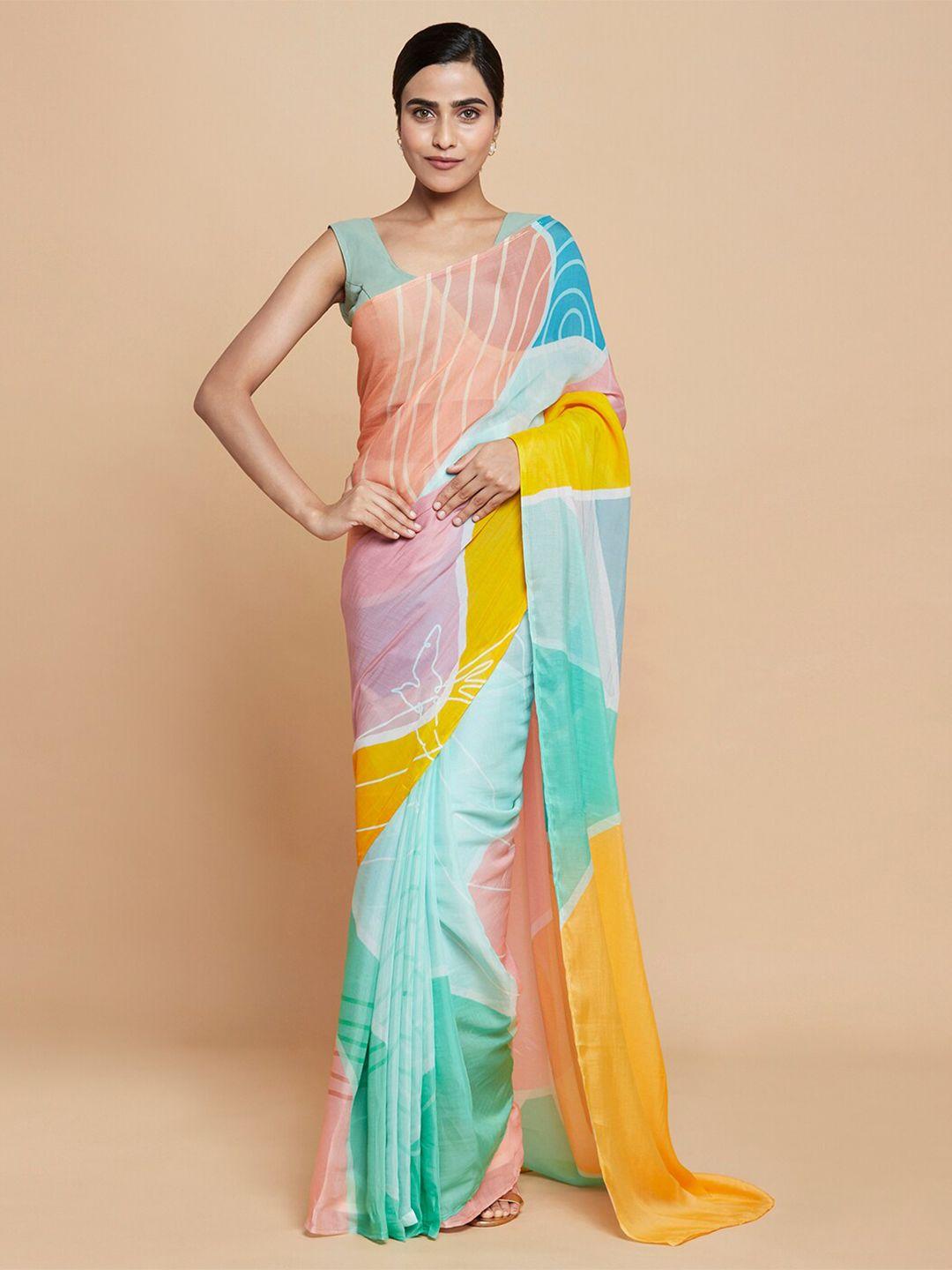 navyasa by liva abstract printed saree