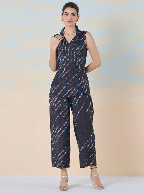 navyasa by liva black printed jumpsuit