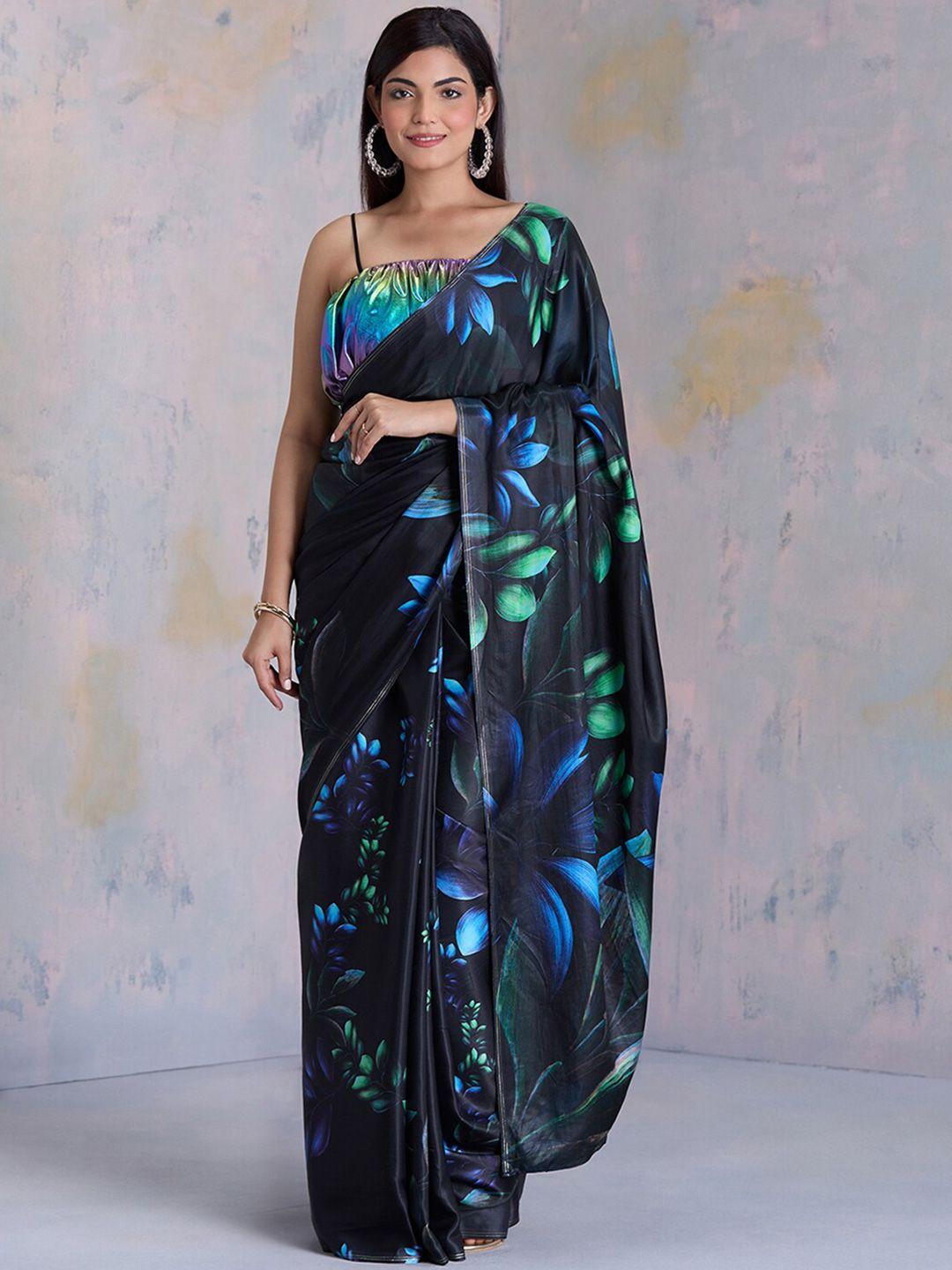 navyasa by liva floral satin saree