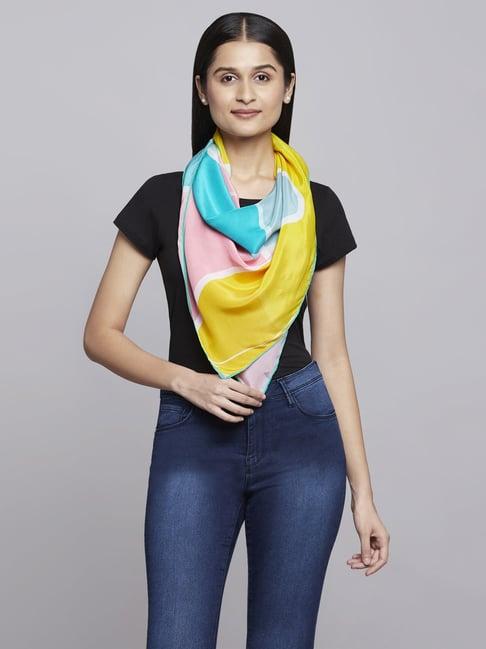 navyasa by liva green & yellow printed scarf