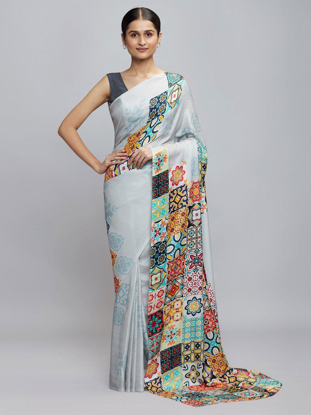 navyasa grey & blue saree