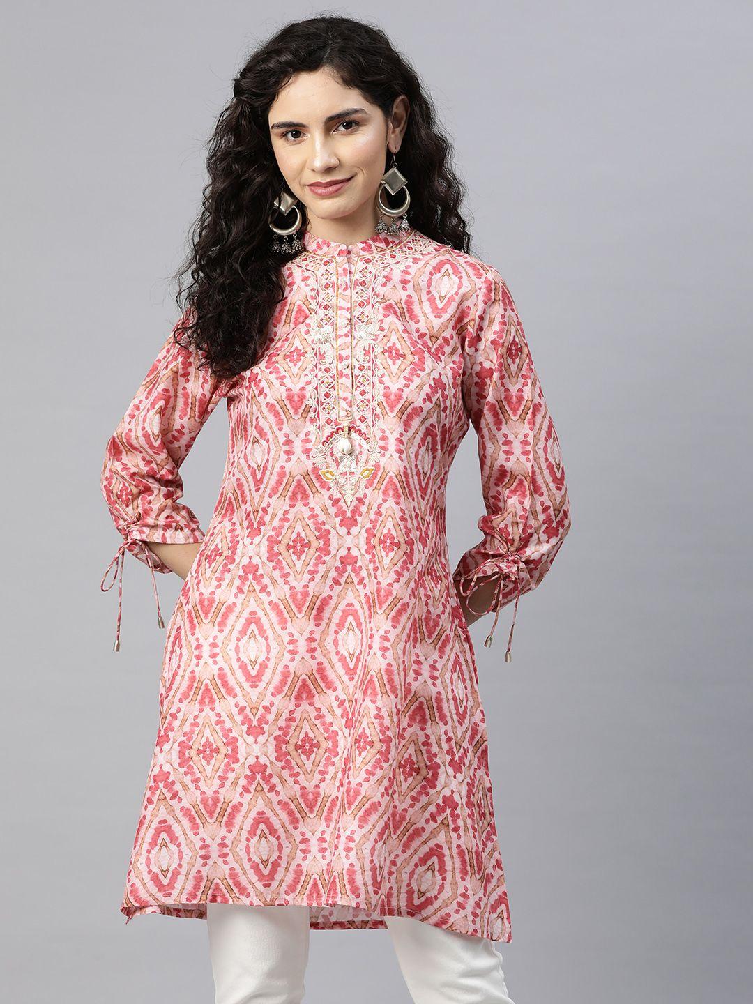 nayam by lakshita modal mandarin collar printed tunic