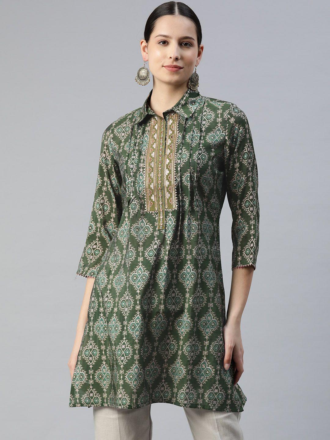 nayam by lakshita modal shirt collar printed ethnic tunic