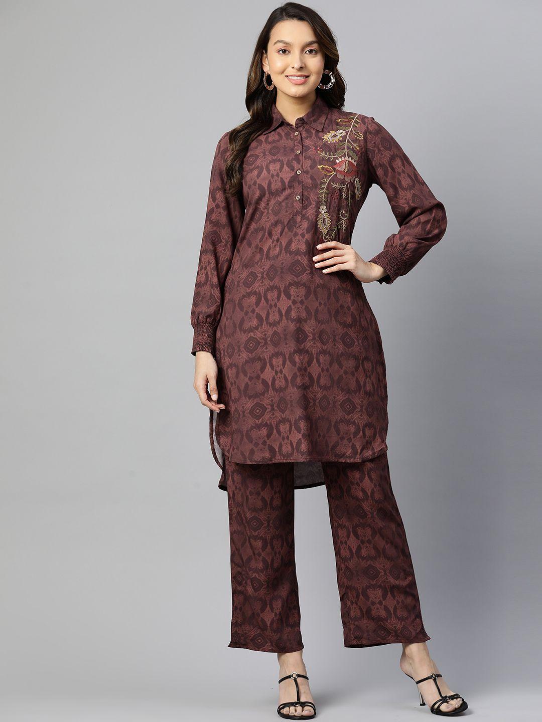 nayam by lakshita embroidered printed tunic & palazzos set